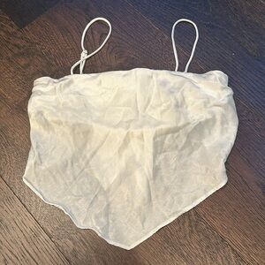 White Silk Zara Tie Back Top